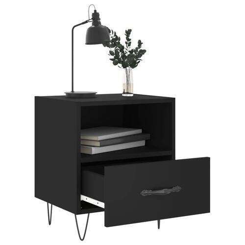 Sengeborde 2 stk. 40x35x47,5 cm konstrueret træ sort