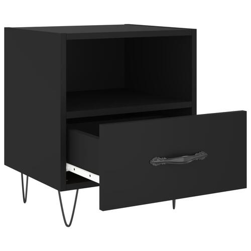 Sengeborde 2 stk. 40x35x47,5 cm konstrueret træ sort