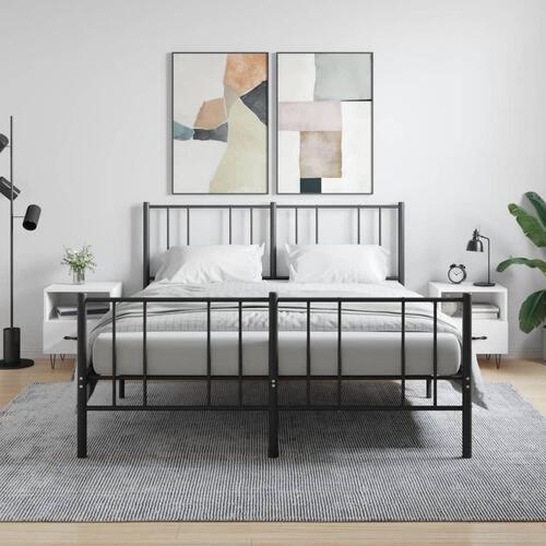 Sengeborde 2 stk. 40x35x47,5 cm konstrueret træ hvid højglans