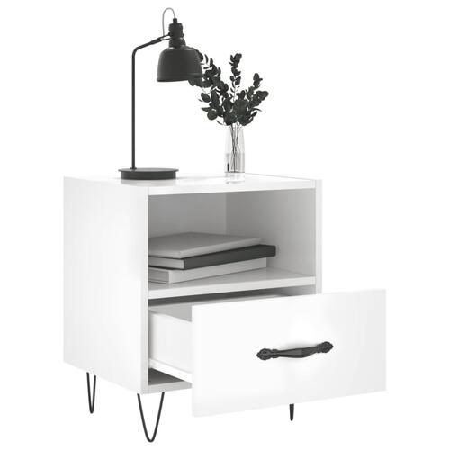 Sengeborde 2 stk. 40x35x47,5 cm konstrueret træ hvid højglans