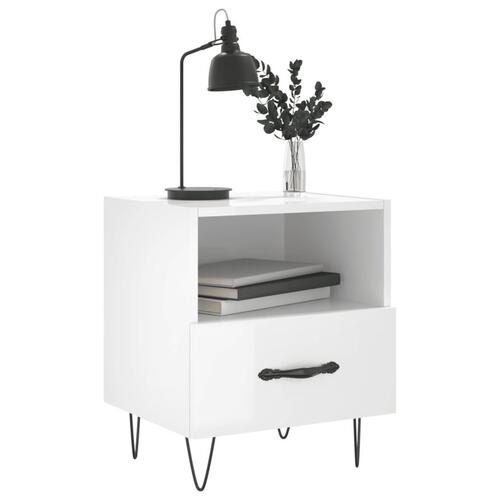Sengeborde 2 stk. 40x35x47,5 cm konstrueret træ hvid højglans