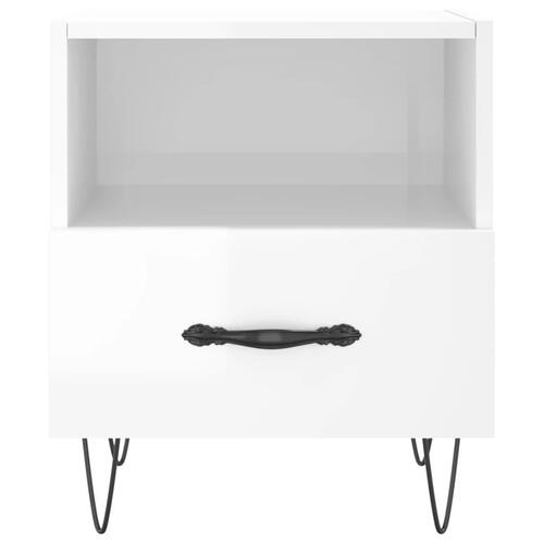 Sengeborde 2 stk. 40x35x47,5 cm konstrueret træ hvid højglans