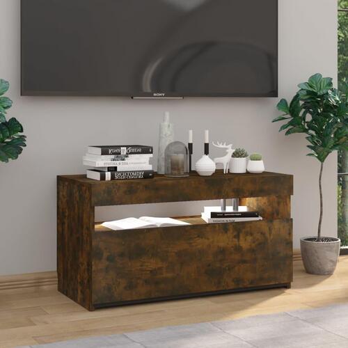 Tv-bord med LED-lys 75x35x40 cm røget egetræsfarve