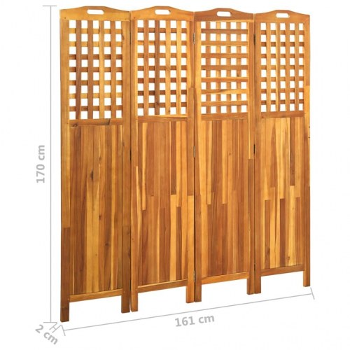4-panels rumdeler 161x2x170 cm massivt akacietræ
