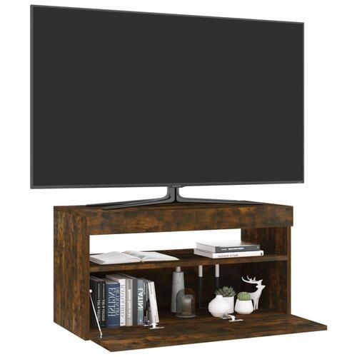 Tv-bord med LED-lys 75x35x40 cm røget egetræsfarve
