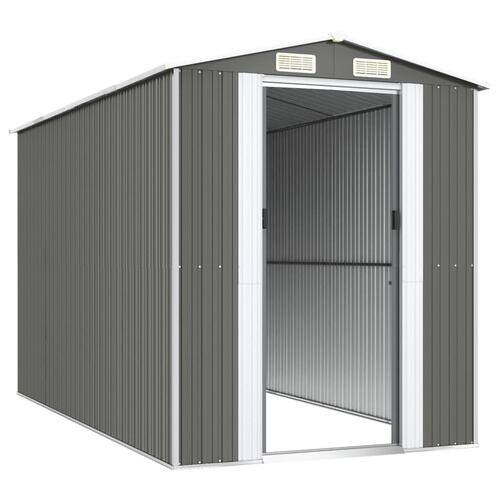Haveskur 192x357x223 cm galvaniseret stål lysegrå