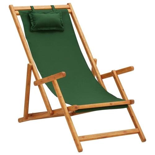 Foldbar strandstol eukalyptustræ og stof grøn