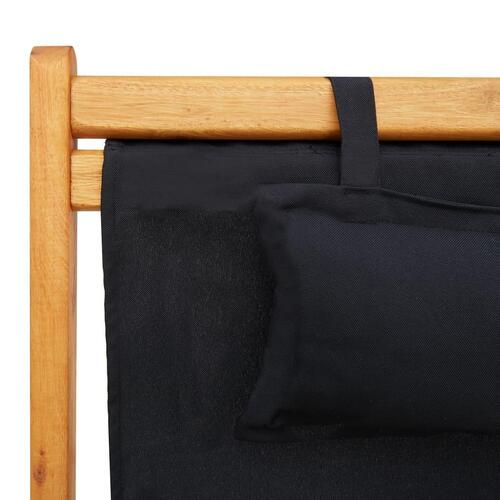 Foldbar strandstol eukalyptustræ og stof sort