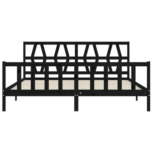 Sengeramme med sengegavl 200x200 cm massivt træ sort