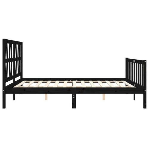 Sengeramme med sengegavl 200x200 cm massivt træ sort