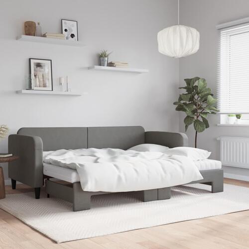 Daybed med udtræk og madras 80x200 cm stof mørkegrå
