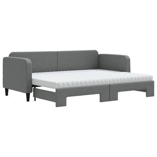 Daybed med udtræk og madras 80x200 cm stof mørkegrå