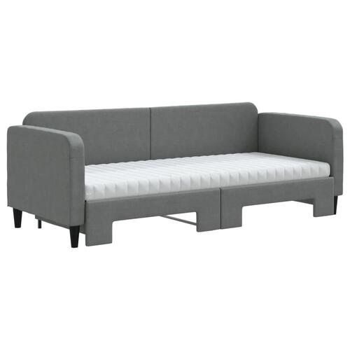 Daybed med udtræk og madras 80x200 cm stof mørkegrå