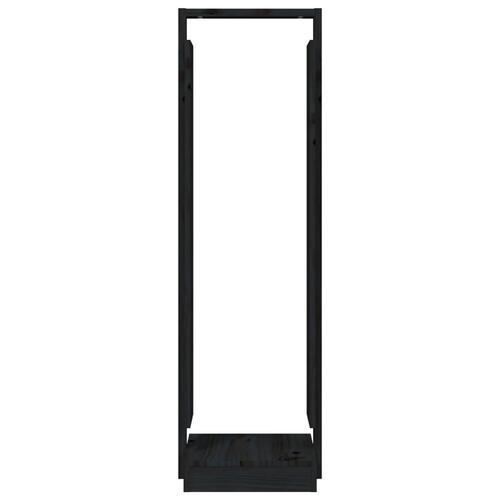 Brændestativ 33,5x30x110 cm massivt fyrretræ sort