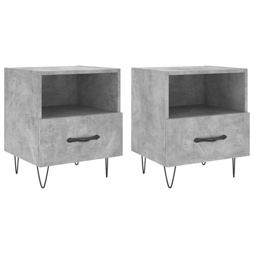 Sengeborde 2 stk. 40x35x47,5 cm konstrueret træ betongrå