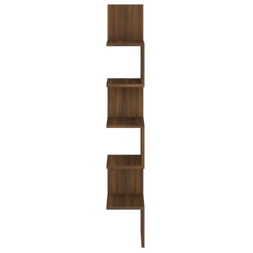 Væghængt hjørnehylde 20x20x127,5 cm konstrueret træ brunt eg
