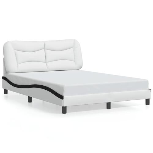 Sengeramme med LED-lys 120x200 cm kunstlæder hvid og sort