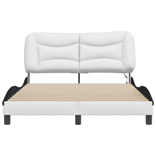 Sengeramme med LED-lys 120x200 cm kunstlæder hvid og sort