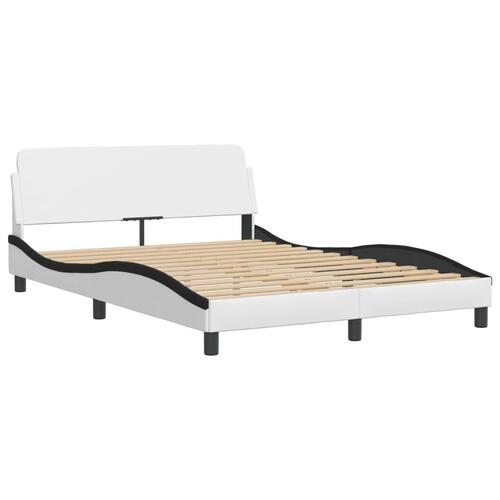 Sengeramme med LED-lys 120x200 cm kunstlæder hvid og sort