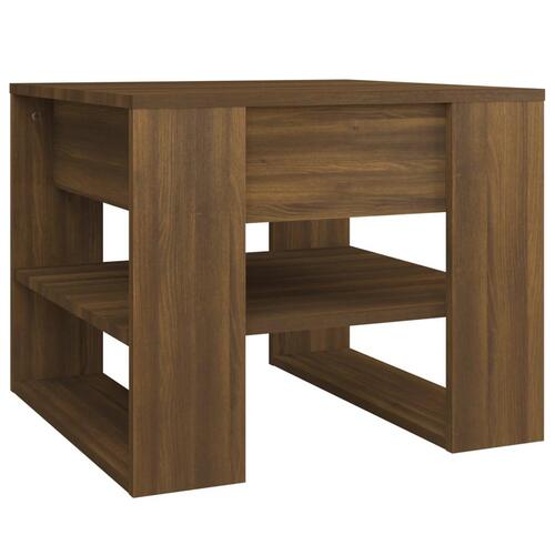 Sofabord 55,5x55x45 cm konstrueret træ brun egetræsfarve