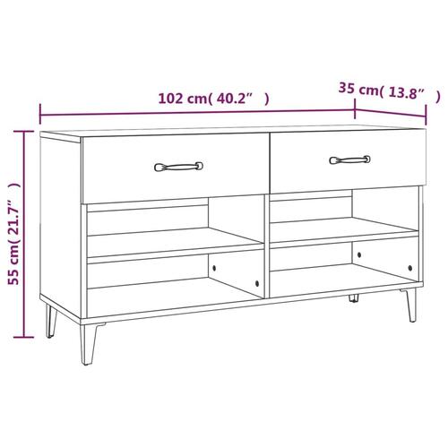 Skoreol 102x35x55 cm konstrueret træ brun egetræsfarve