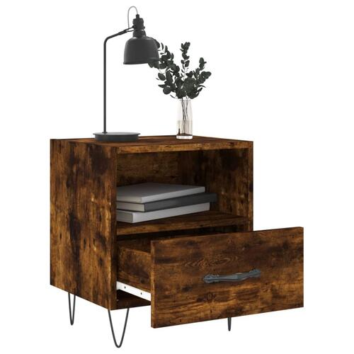 Sengeborde 2 stk. 40x35x47,5 cm konstrueret træ røget egetræ