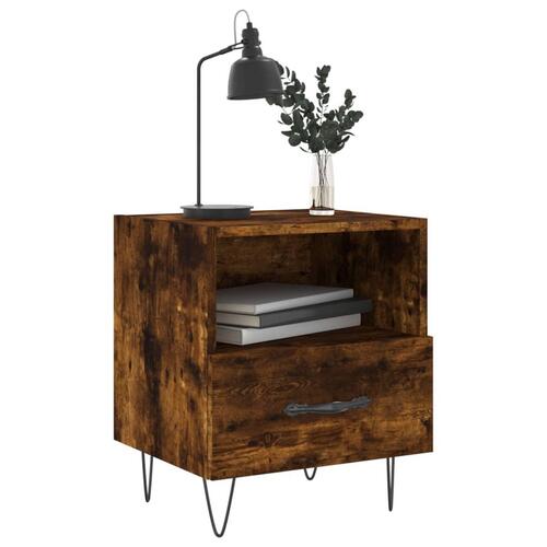 Sengeborde 2 stk. 40x35x47,5 cm konstrueret træ røget egetræ