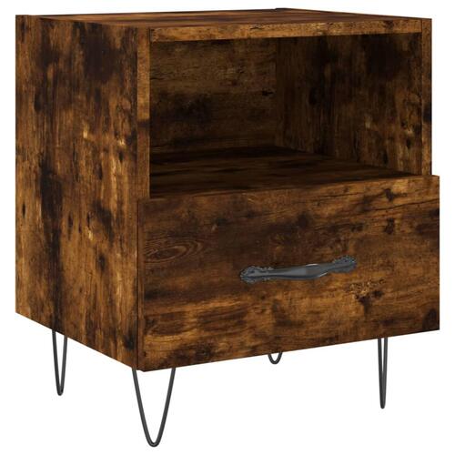 Sengeborde 2 stk. 40x35x47,5 cm konstrueret træ røget egetræ