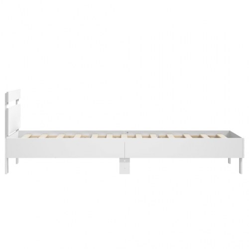 Sengeramme med sengegavl 90×200 cm - konstrueret træ, hvid
