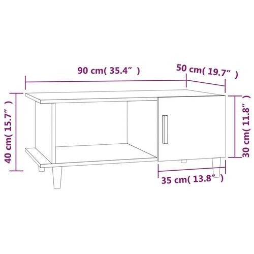 Sofabord 90x50x40 cm konstrueret træ hvid