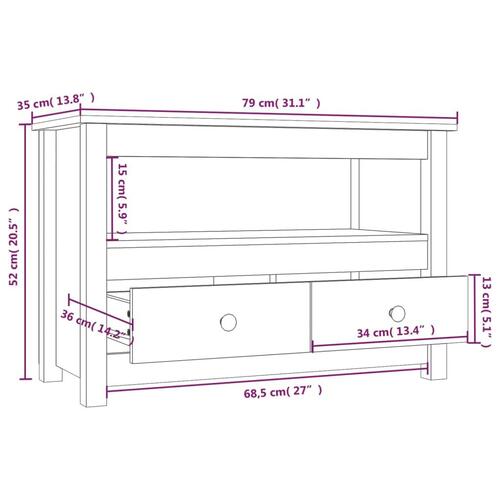 Tv-bord 79x35x52 cm massivt fyrretræ