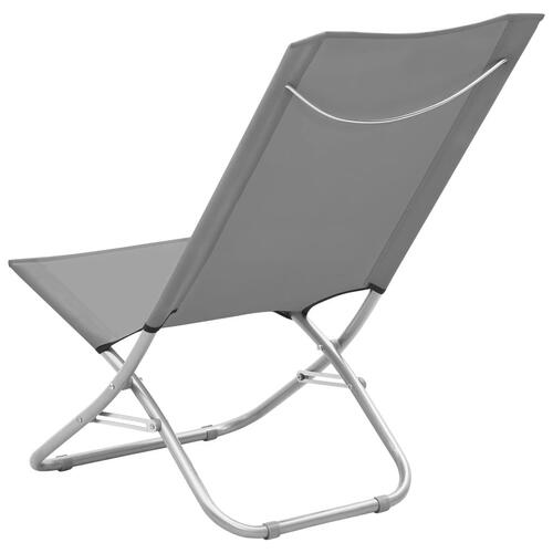 Foldbare strandstole 2 stk. stof grå