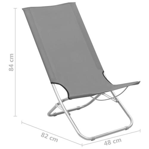 Foldbare strandstole 2 stk. stof grå