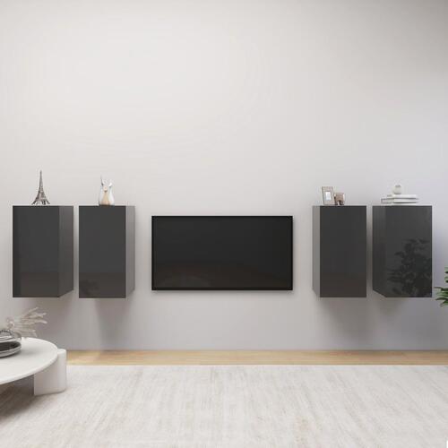 Tv-skabe 4 stk. 30,5x30x60 cm konstrueret træ grå højglans