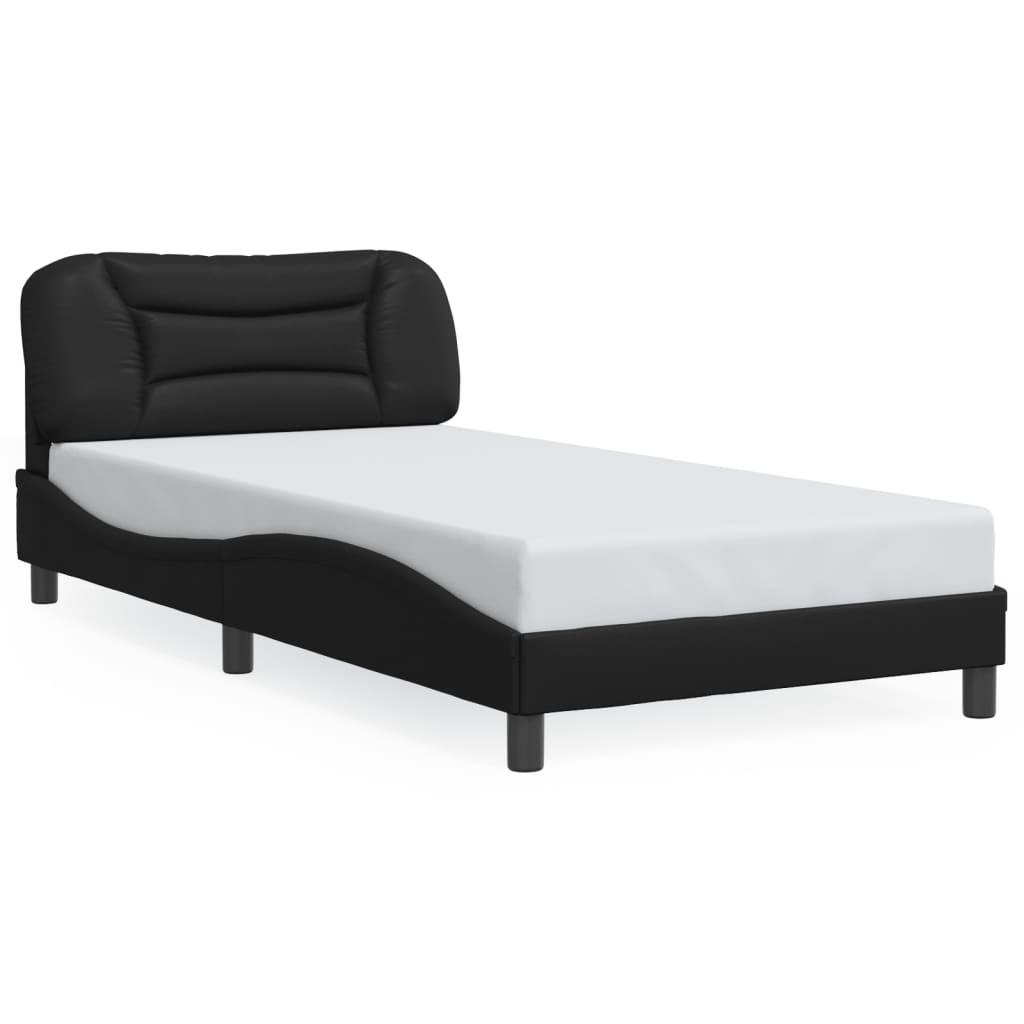 Sengeramme med LED-lys 100x200 cm kunstlæder sort