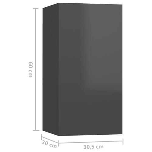 Tv-skabe 4 stk. 30,5x30x60 cm konstrueret træ grå højglans