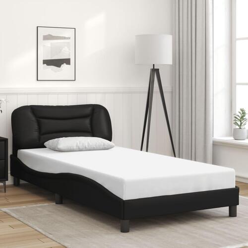 Sengeramme med LED-lys 100x200 cm kunstlæder sort
