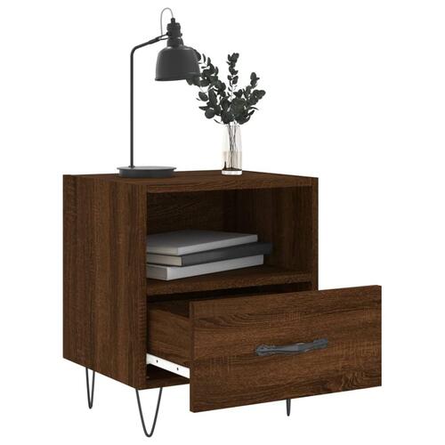 Sengeborde 2 stk. 40x35x47,5 cm konstrueret træ brunt egetræ
