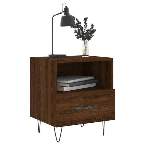 Sengeborde 2 stk. 40x35x47,5 cm konstrueret træ brunt egetræ