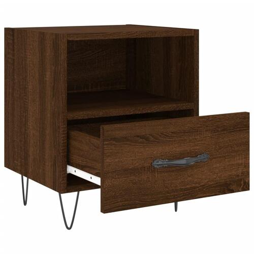 Sengeborde 2 stk. 40x35x47,5 cm konstrueret træ brunt egetræ