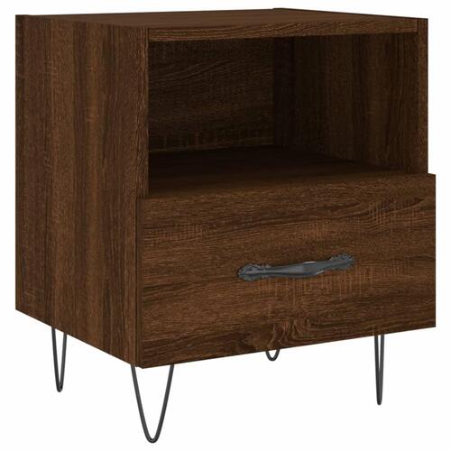 Sengeborde 2 stk. 40x35x47,5 cm konstrueret træ brunt egetræ