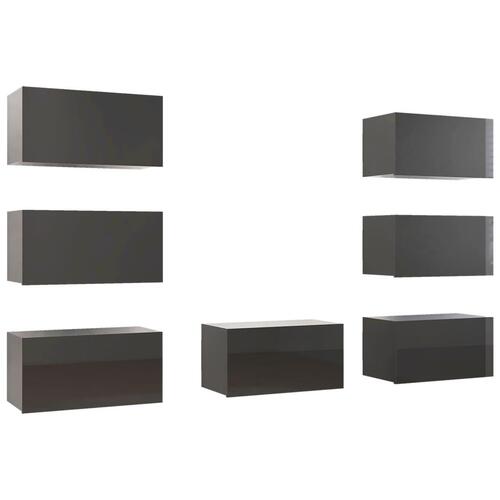 Tv-skabe 7 dele 30,5x30x60 cm konstrueret træ grå højglans