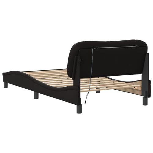 Sengeramme med LED-lys 100x200 cm kunstlæder sort