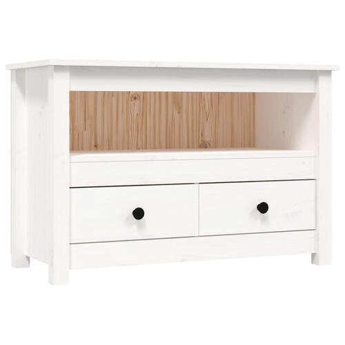 Tv-bord 79x35x52 cm massivt fyrretræ hvid