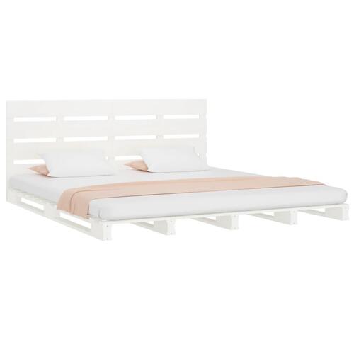 Sengeramme 140x190 cm massivt fyrretræ hvid