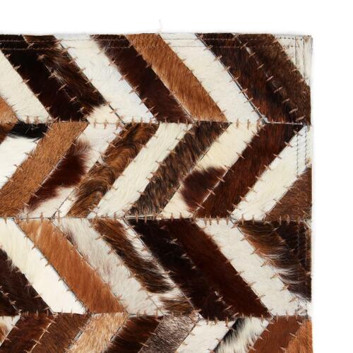 Tæppe ægte kolæder patchwork 80 x 150 cm dobbeltvinkel brun/hvid