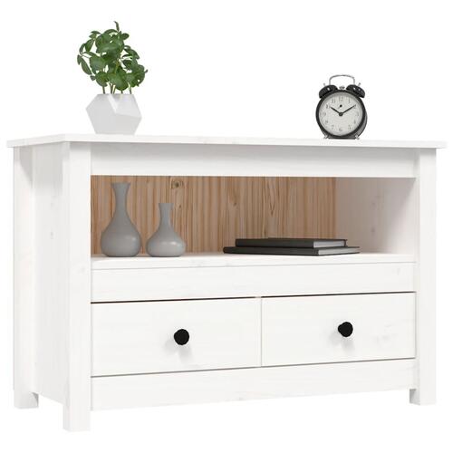 Tv-bord 79x35x52 cm massivt fyrretræ hvid