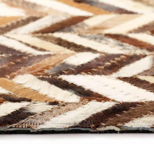 Tæppe ægte kolæder patchwork 80 x 150 cm dobbeltvinkel brun/hvid