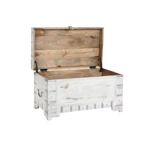 Kiste Hvid Lys brun Mangotræ 78,7 x 43 x 45,7 cm