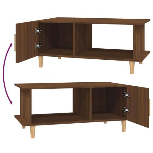 Sofabord 90x50x40 cm konstrueret træ brun egetræsfarve